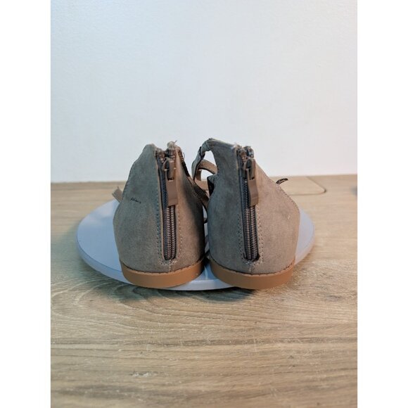 Torrid Tan Suede Strappy Sandals Women's 11 WW Y2K Style Zip Back Buckle - Picture 5 of 8